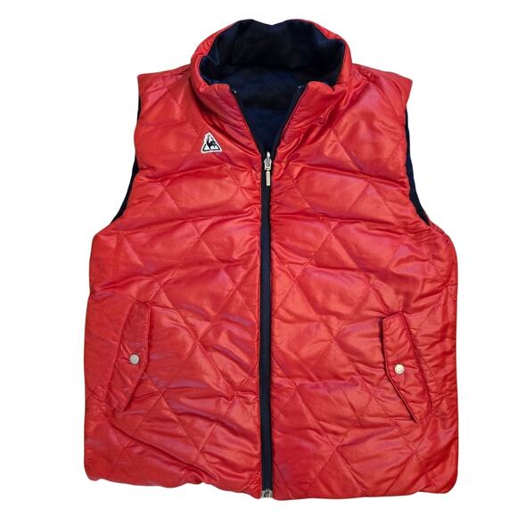 Le Coq Sportif Women's Double Sided Down Vest Red Dark Blue Size S - Picture 1 of 10